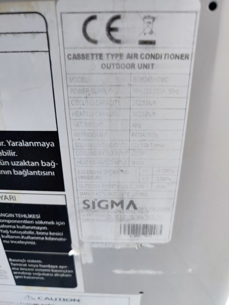 Sigma Kaset Tipi Klima 24000 Btu Inverter görsel 5